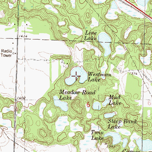 Topographic Map of Westman Lake, MN