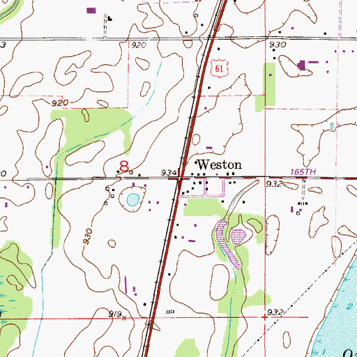 Topographic Map of Weston, MN
