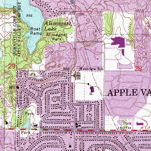 Topographic Map of Westview Elementary School, MN