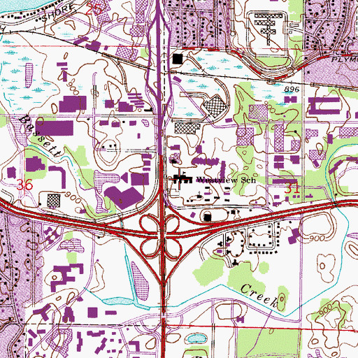 Topographic Map of Westview School, MN