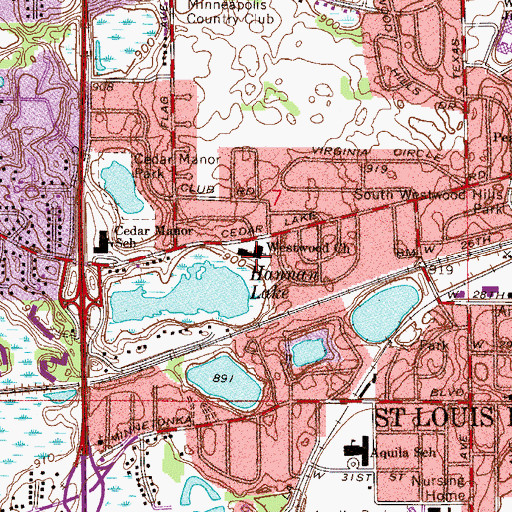 Topographic Map of Westwood Church, MN