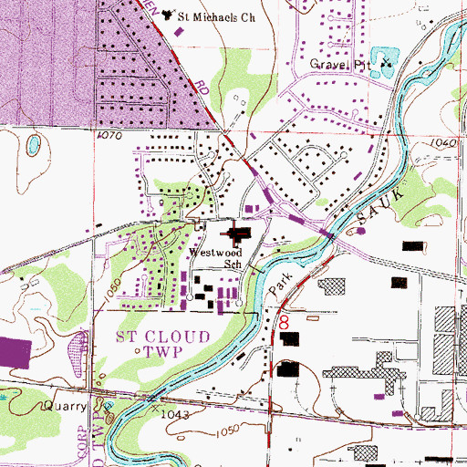 Topographic Map of Westwood School, MN