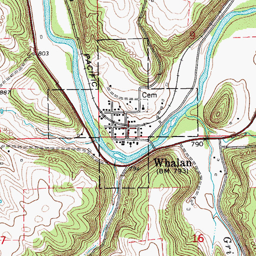Topographic Map of Whalan, MN