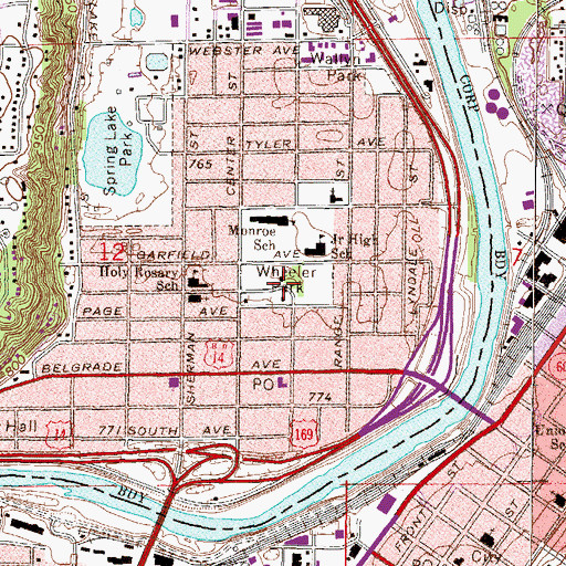Topographic Map of Wheeler Park, MN