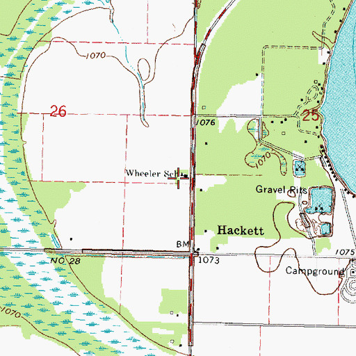 Topographic Map of Wheeler School, MN