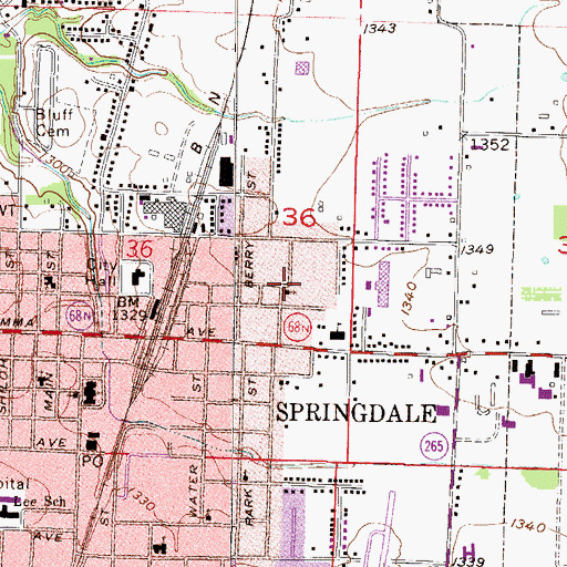 Topographic Map of Pentecostal Church of God, AR
