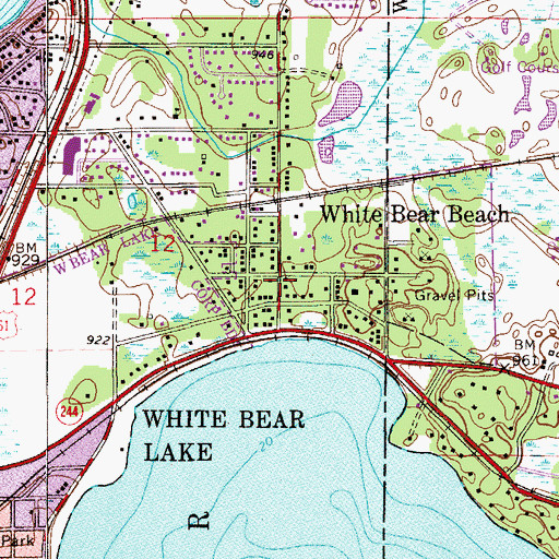 Topographic Map of White Bear Beach, MN
