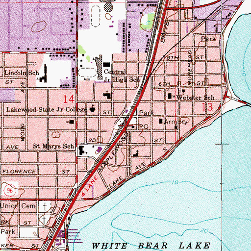 Topographic Map of White Bear Lake, MN