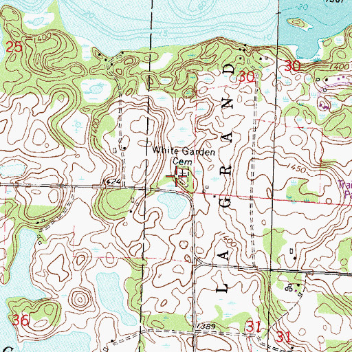 Topographic Map of White Garden Cemetery, MN