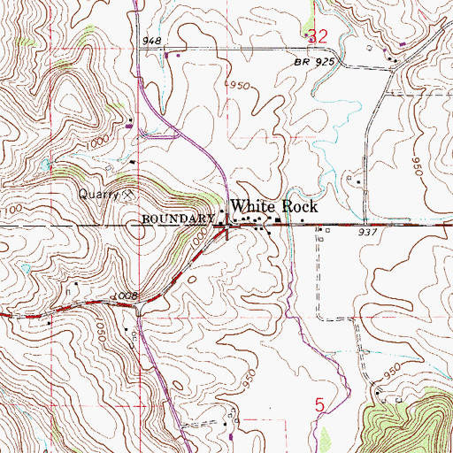 Topographic Map of White Rock, MN