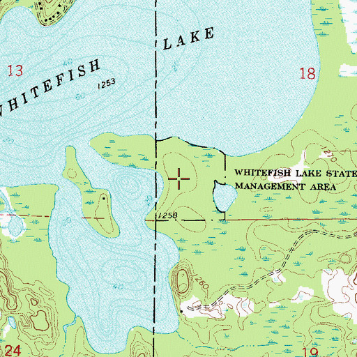 Topographic Map of Whitefish Lake State Wildlife Management, MN