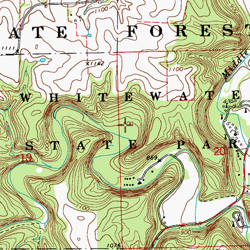 Topographic Map of Whitewater State Park, MN