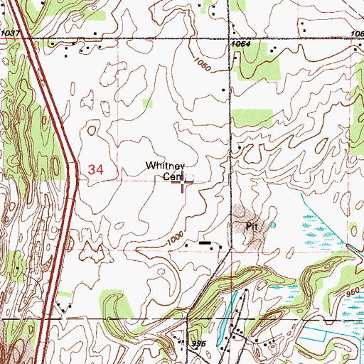 Topographic Map of Whitney Cemetery, MN