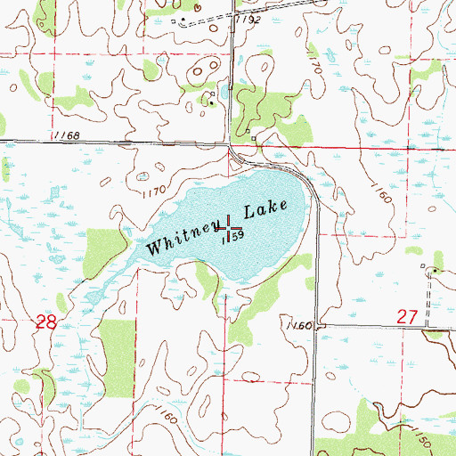 Topographic Map of Whitney Lake, MN