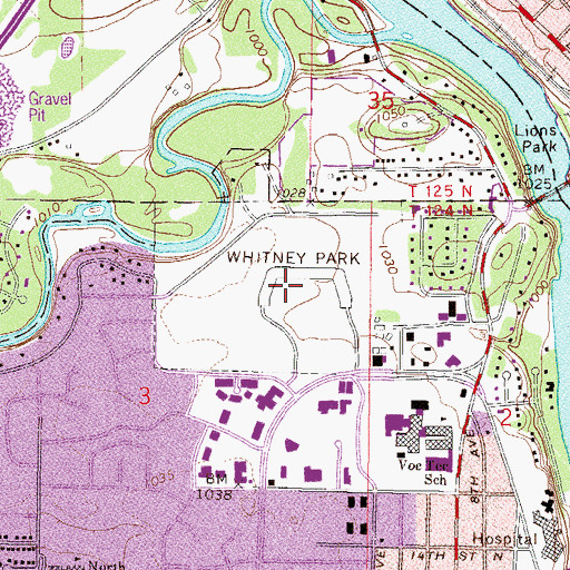 Topographic Map of Whitney Park, MN