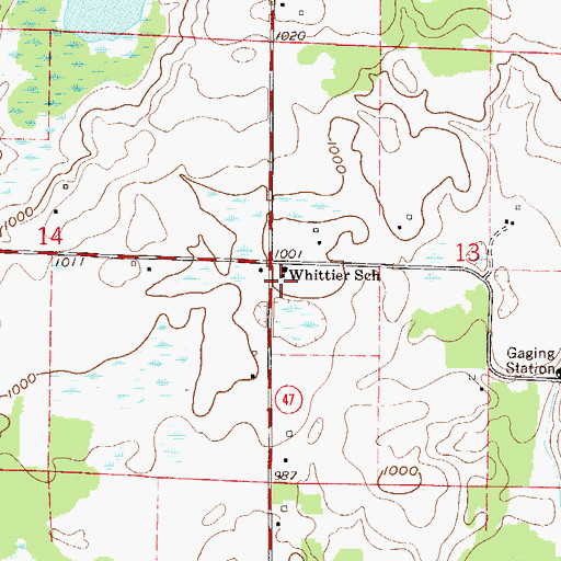 Topographic Map of Whittier School, MN