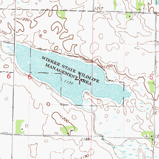 Topographic Map of Wieker State Wildlife Management Area, MN