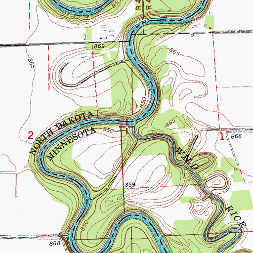 Topographic Map of Wild Rice River, MN