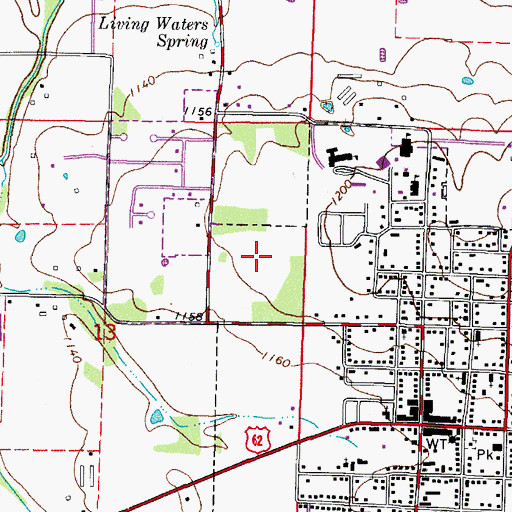 Topographic Map of Prairie Grove High School, AR