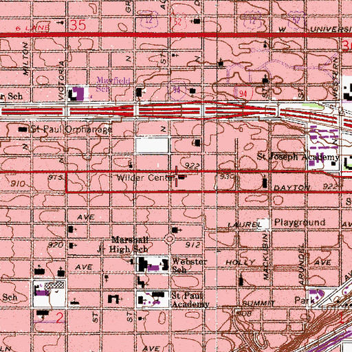 Topographic Map of Wilder Center, MN
