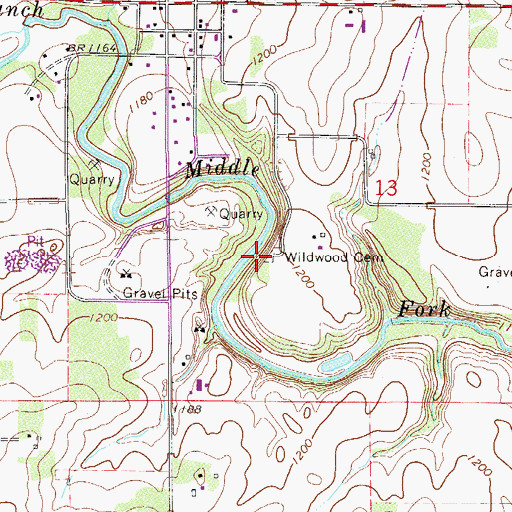 Topographic Map of Wildwood Cemetery, MN