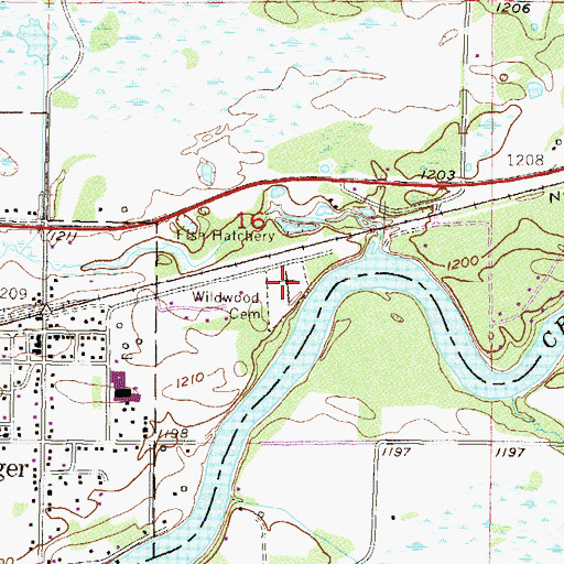 Topographic Map of Wildwood Cemetery, MN