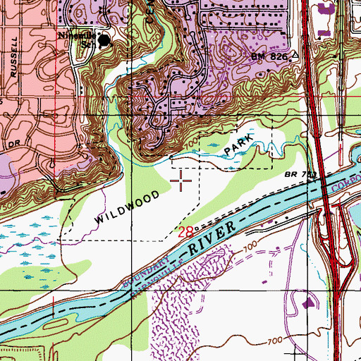Topographic Map of Wildwood Park, MN
