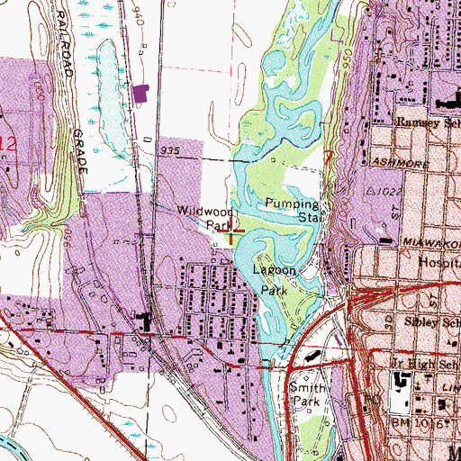 Topographic Map of Wildwood Park, MN