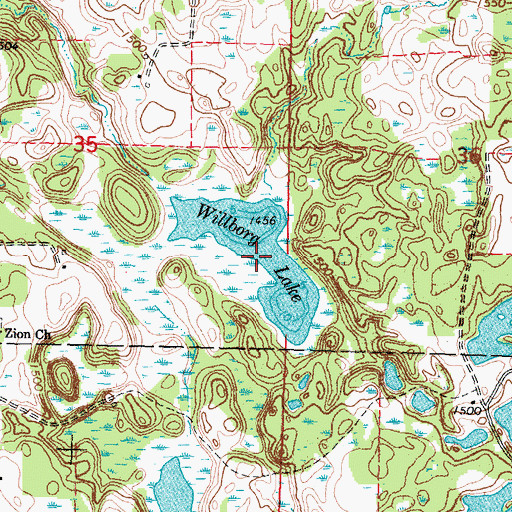 Topographic Map of Willborg Lake, MN