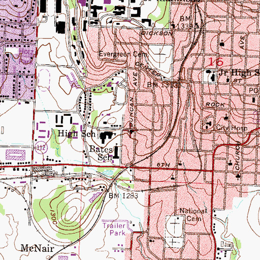 Topographic Map of Immanuel Baptist Church, AR