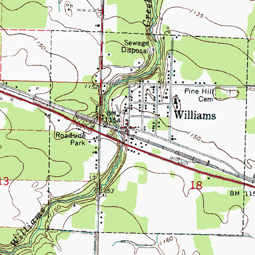 Topographic Map of Williams, MN