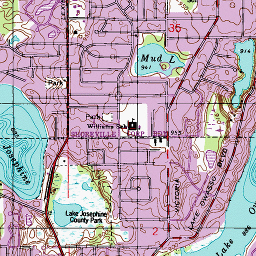 Topographic Map of Williams Elementary School, MN