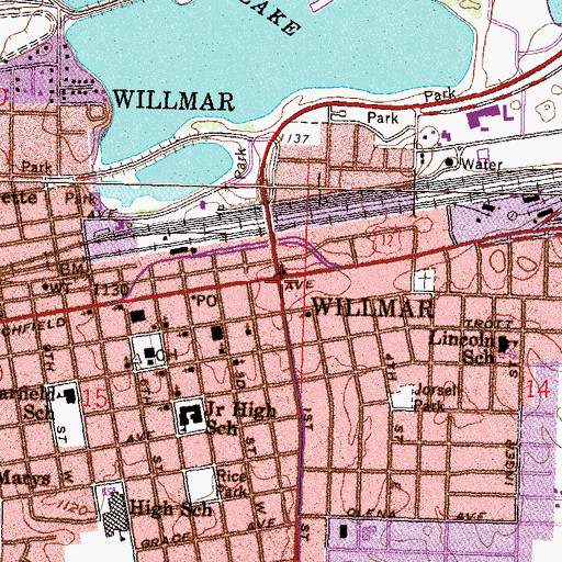 Topographic Map of Willmar, MN