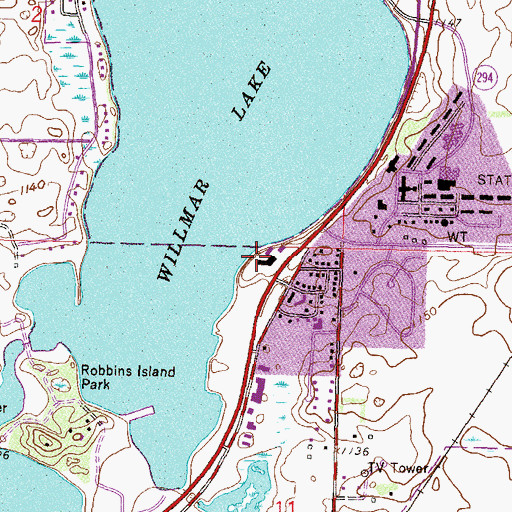 Topographic Map of Willmar Regional Treatment Center, MN