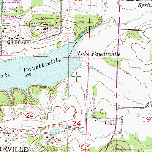 Topographic Map of Lake Fayetteville Park, AR
