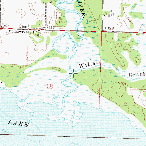 Topographic Map of Willow Creek, MN