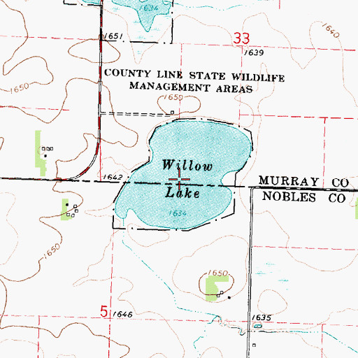 Topographic Map of Willow Lake, MN