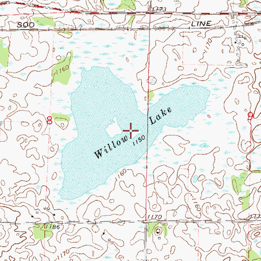 Topographic Map of Willow Lake, MN