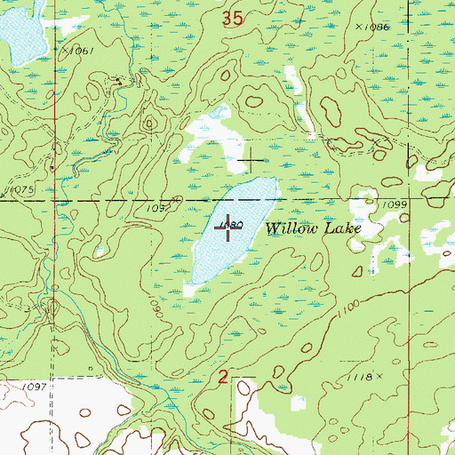 Topographic Map of Willow Lake, MN