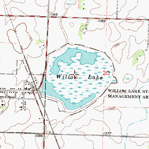 Topographic Map of Willow Lake, MN
