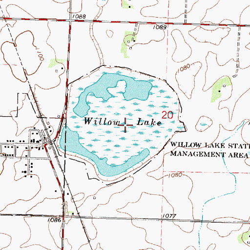Topographic Map of Willow Lake State Wildlife Management Area, MN