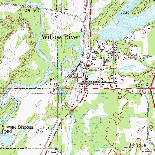 Topographic Map of Willow River, MN