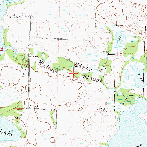 Topographic Map of Willow Slough, MN
