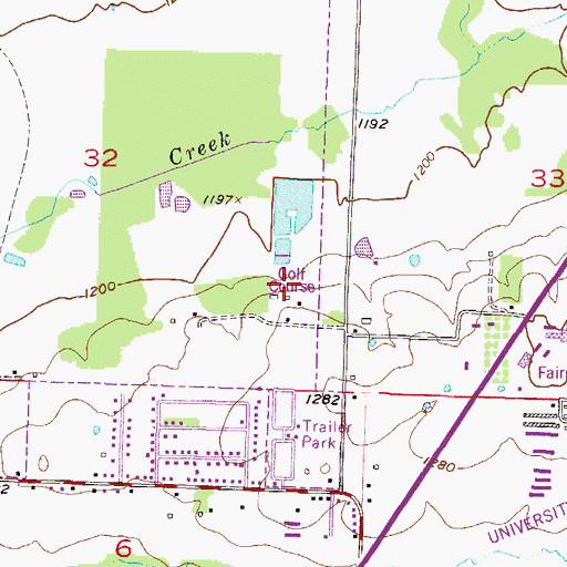 Topographic Map of Razorback Golf Course, AR
