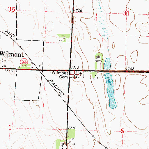 Topographic Map of Wilmont Calvary Cemetery, MN