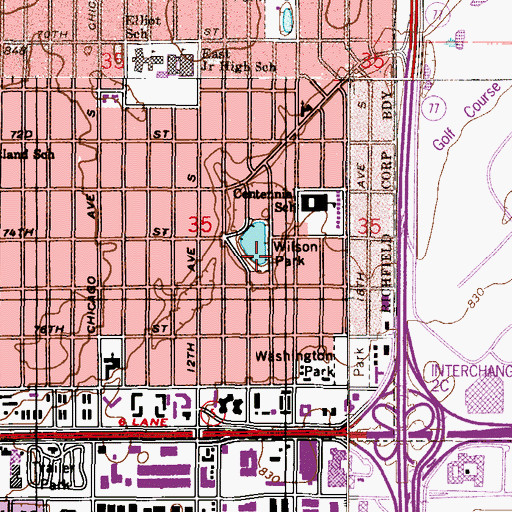 Topographic Map of Wilson Park, MN