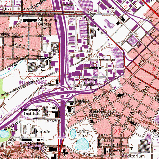 Topographic Map of Wilson Park, MN