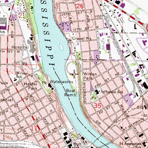 Topographic Map of Wilson Park, MN
