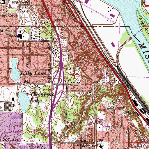 Topographic Map of Wilson School, MN