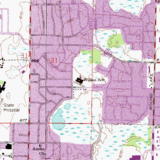 Topographic Map of Wilson Elementary School, MN